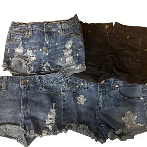 Girls Jean Shorts- - Blue and Black- Size 12